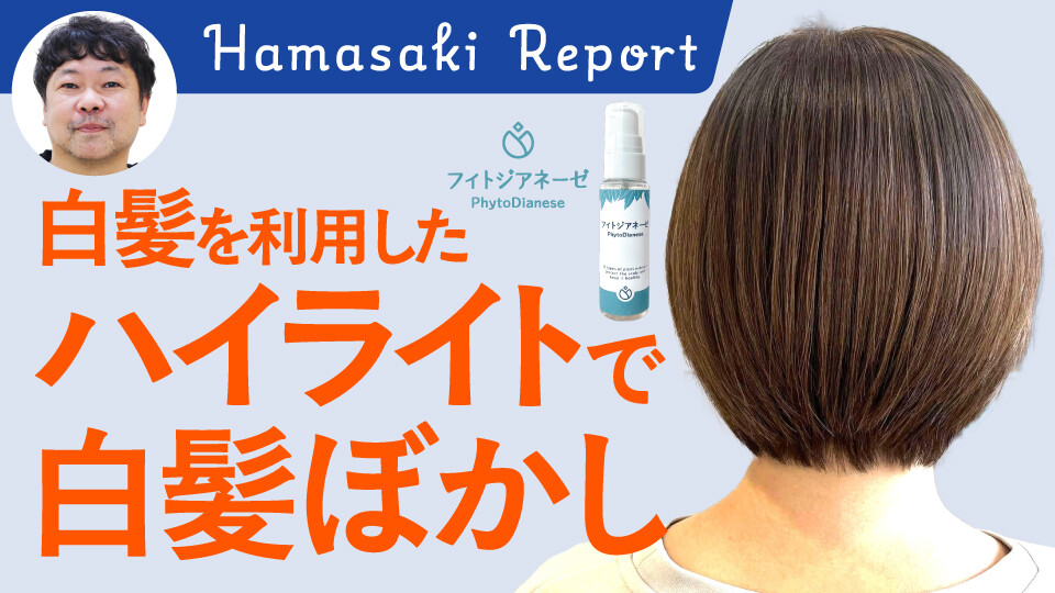 白髪を利用したハイライトで白髪ぼかし